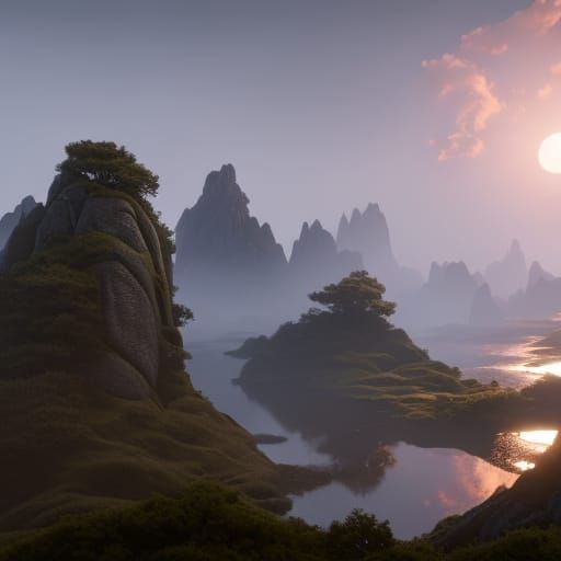 Yin and Yang Detailed Matte Painting in Deep Color