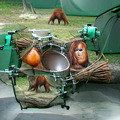 Orangutan Plays Drumset