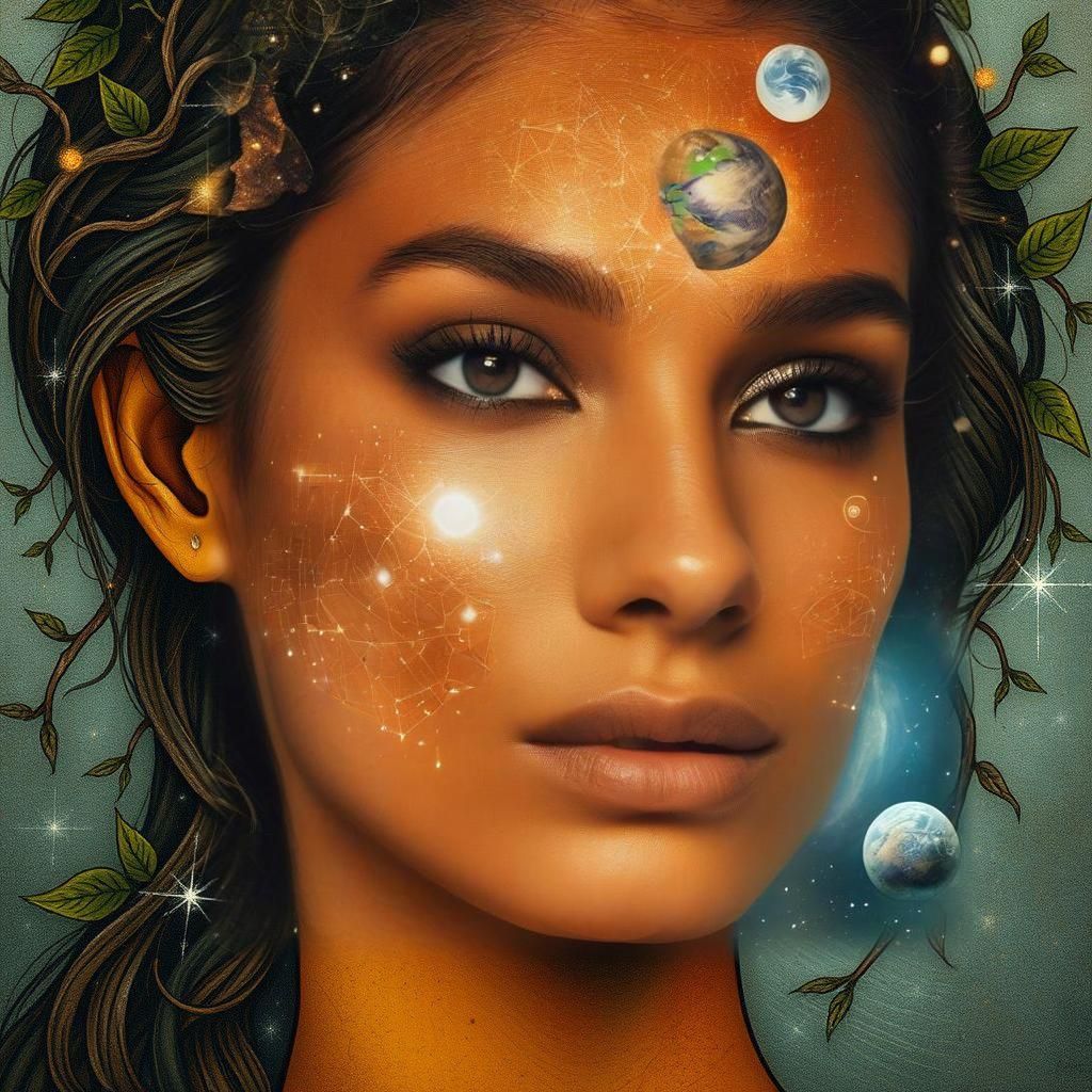 Earth and Space Face: AI-Generated Portrait