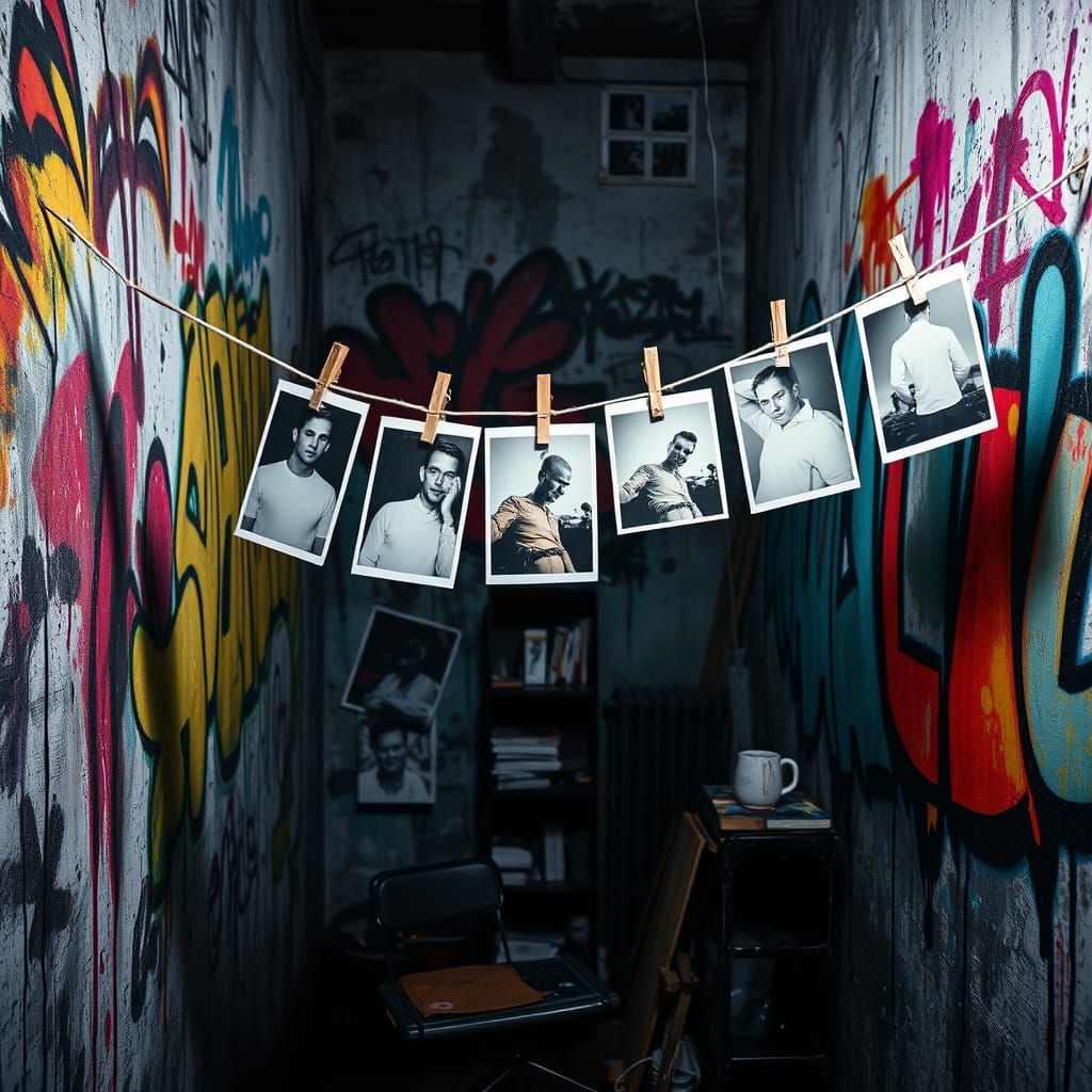 Vibrant Graffiti Art in Dark Photo Developing Room