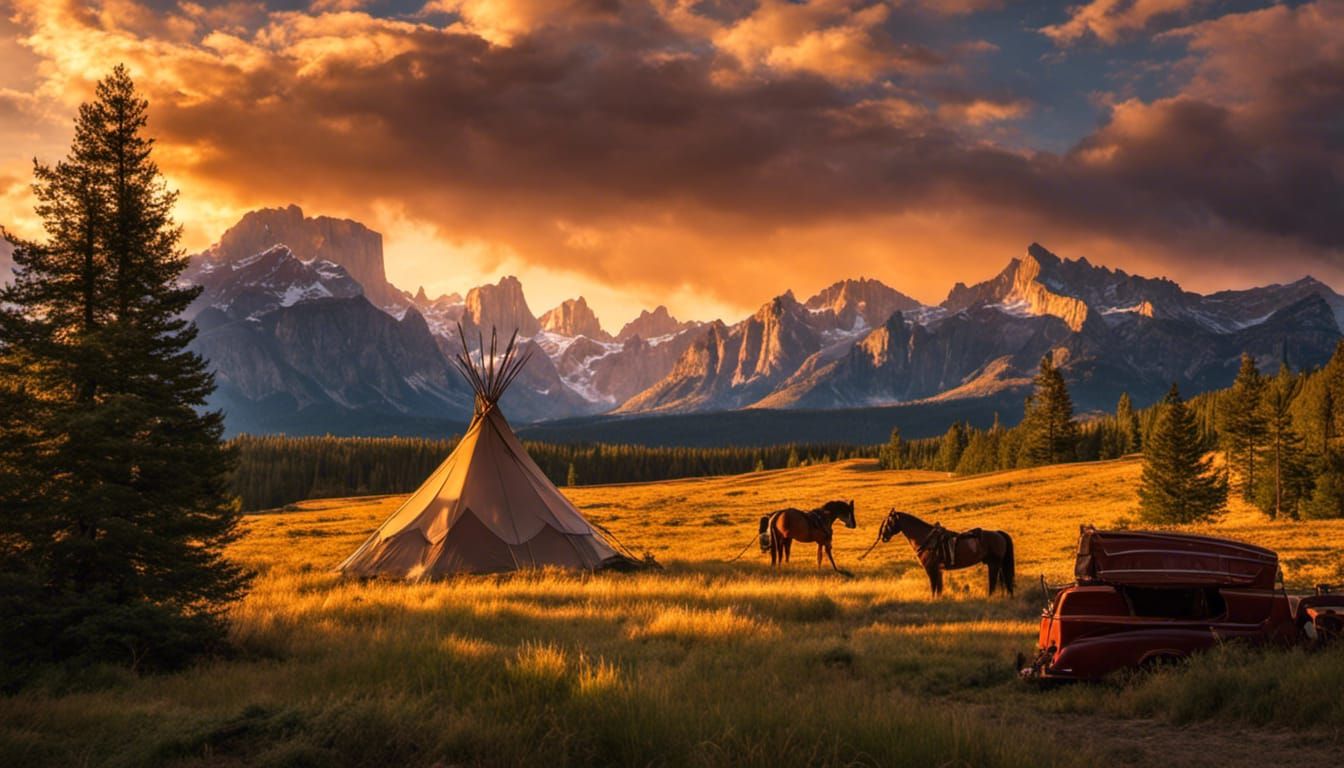 Cowgirl and Horse at Campfire Under Starry Galaxy