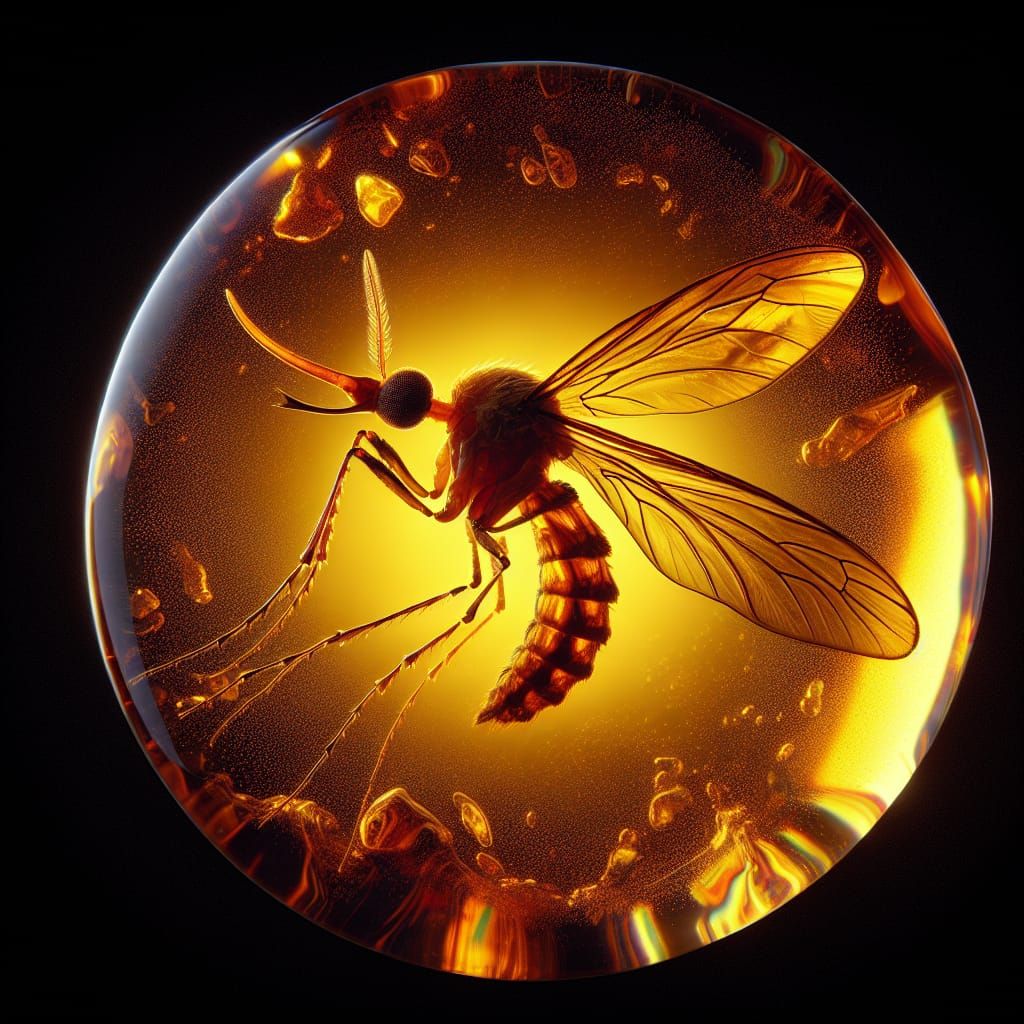 A prehistoric mosquito trapped in amber