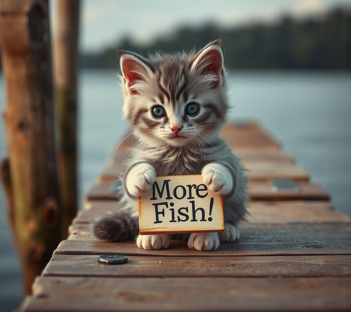 Cute Kitten on Strike Demands More Fish