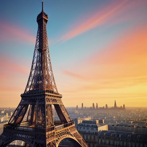 Eiffel Tower at Sunset in Hyper-Realistic Detail
