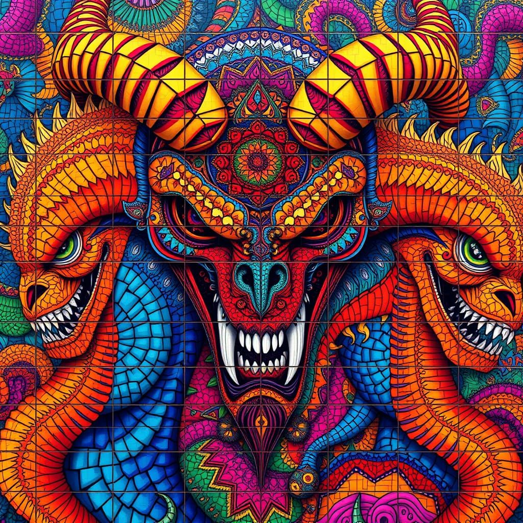 Hyper-Realistic Monster Mosaic Artwork