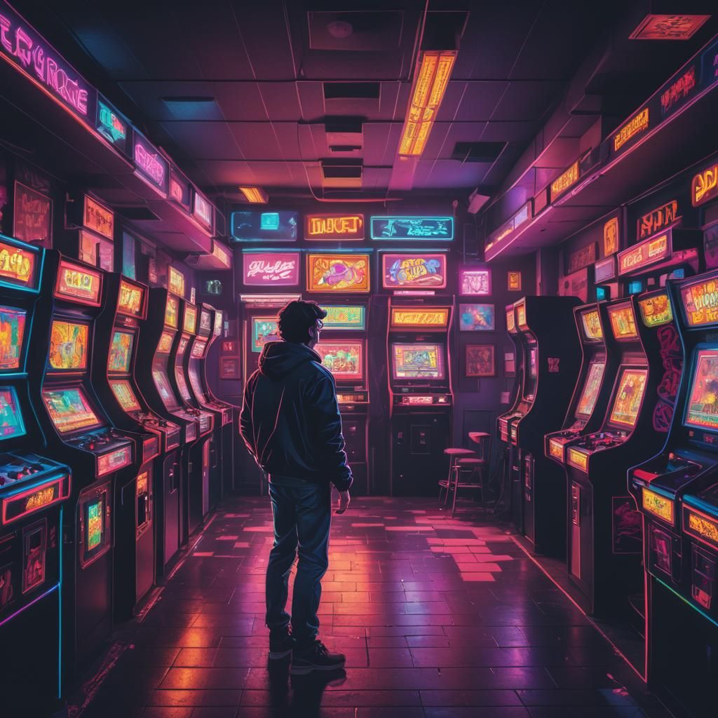 Neon Arcade: Retro Gaming in Synthwave Style