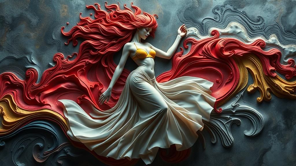 Surreal Clay Danseuse in Flowing Gown