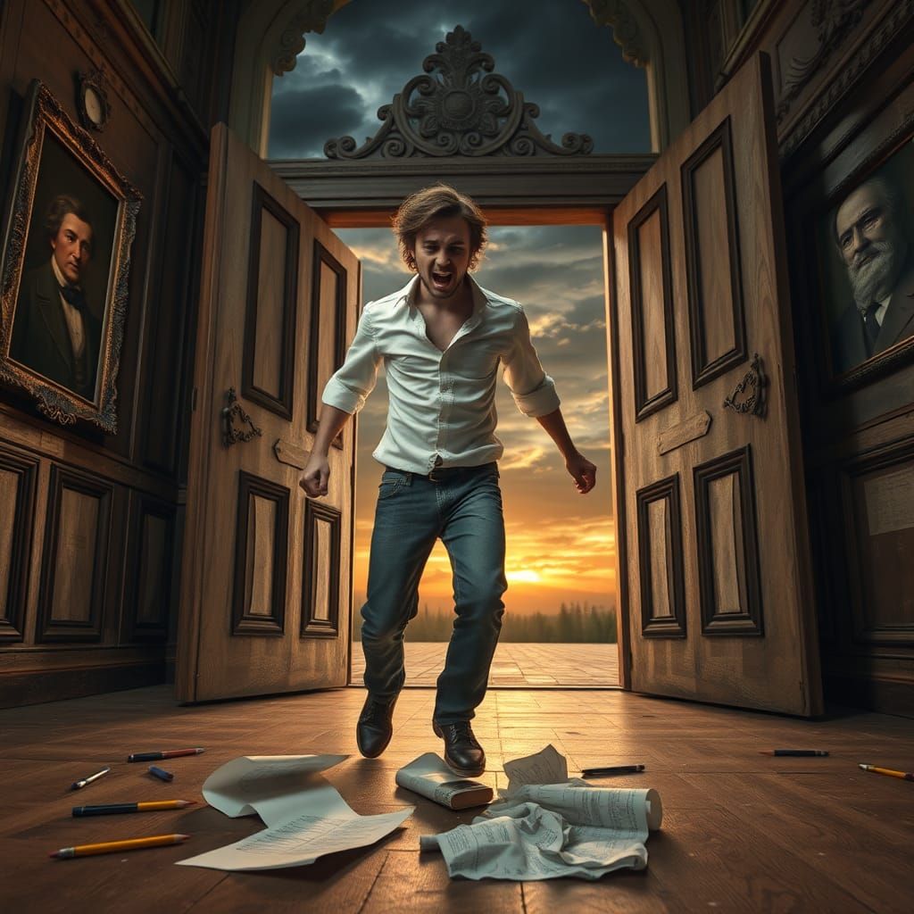 Student's Dramatic Exit from Math Exam Hall