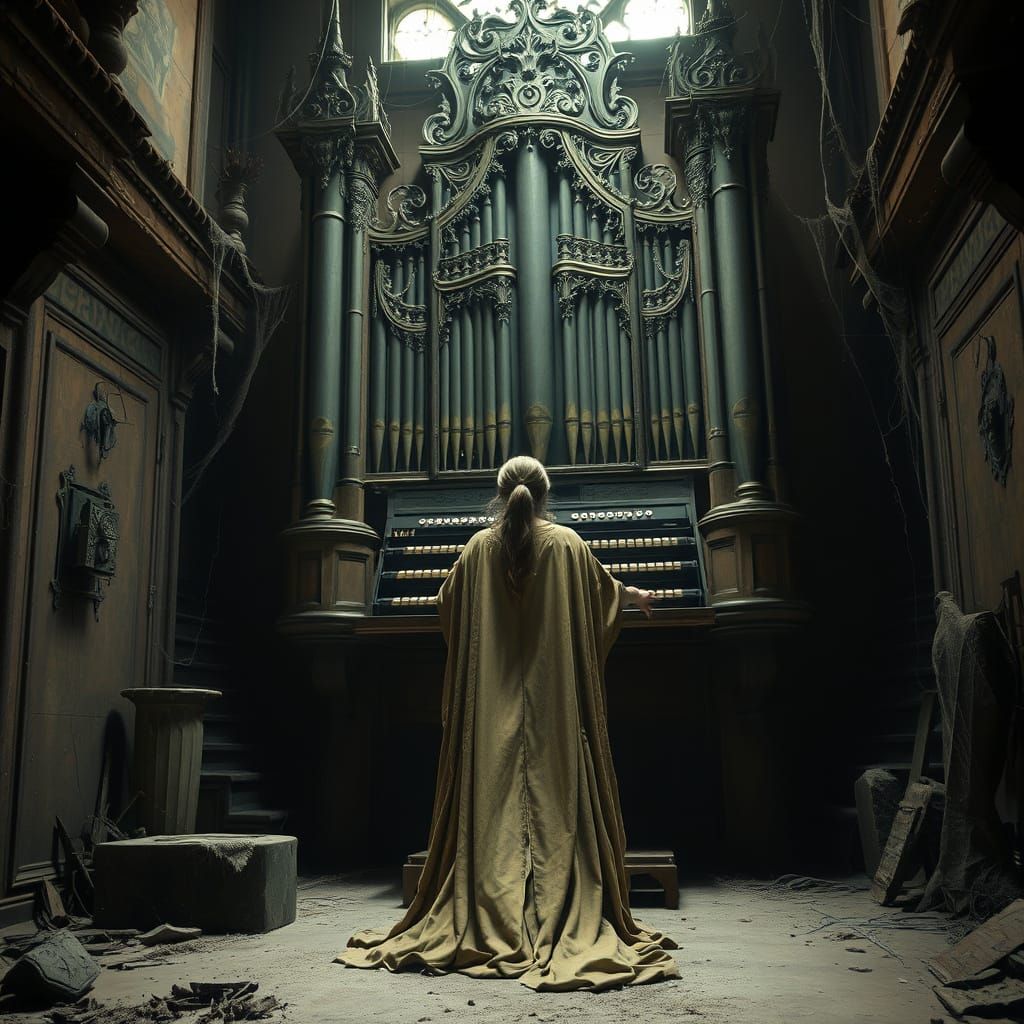 Opera Phantom Plays Organ in Dark Romantic Style