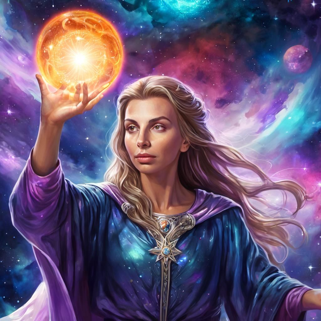 Ethereal Galaxy Queen Portrait in Dreamlike Fantasy Art
