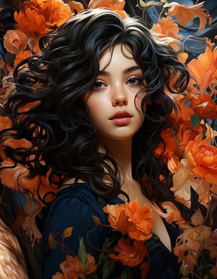 Braided Woman Portrait in Dynamic Lighting