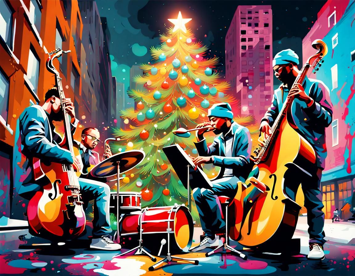 Jazz Band Christmas Graffiti Art