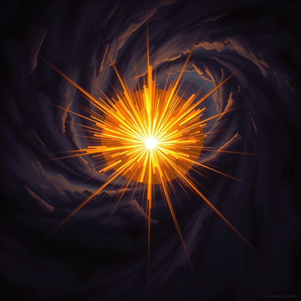 Sunburst Over Dark Vortex: Light's Triumph