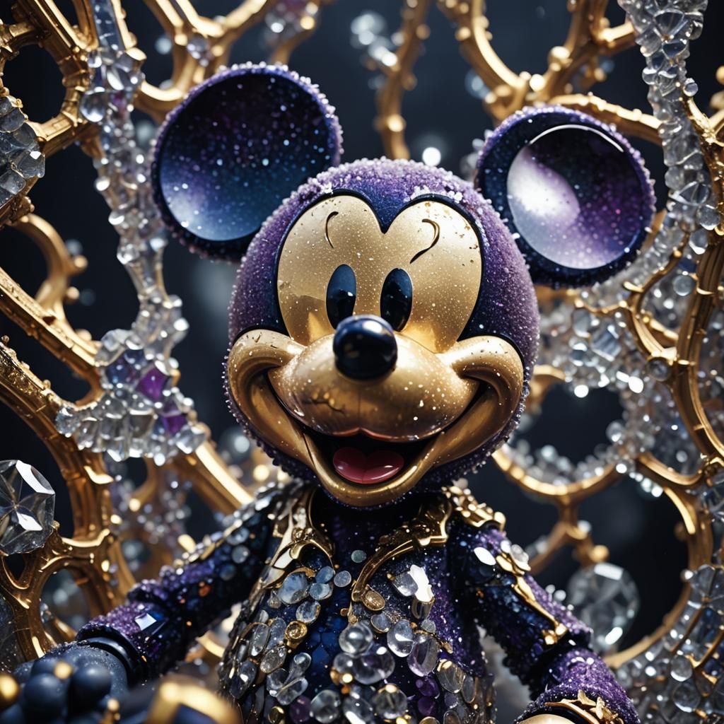Crystallized Mickey Mouse in Hyper-Realistic Digital Art