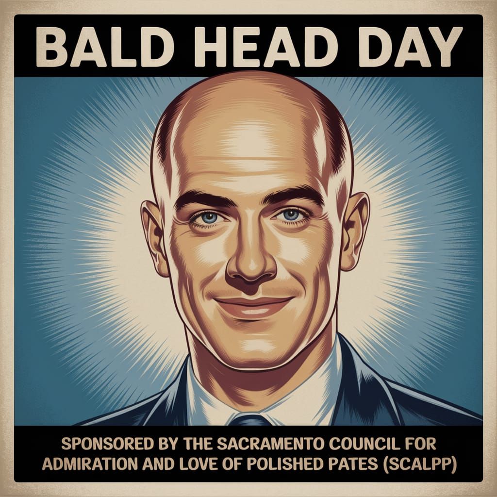 1940s Bald Head Day Propaganda Poster