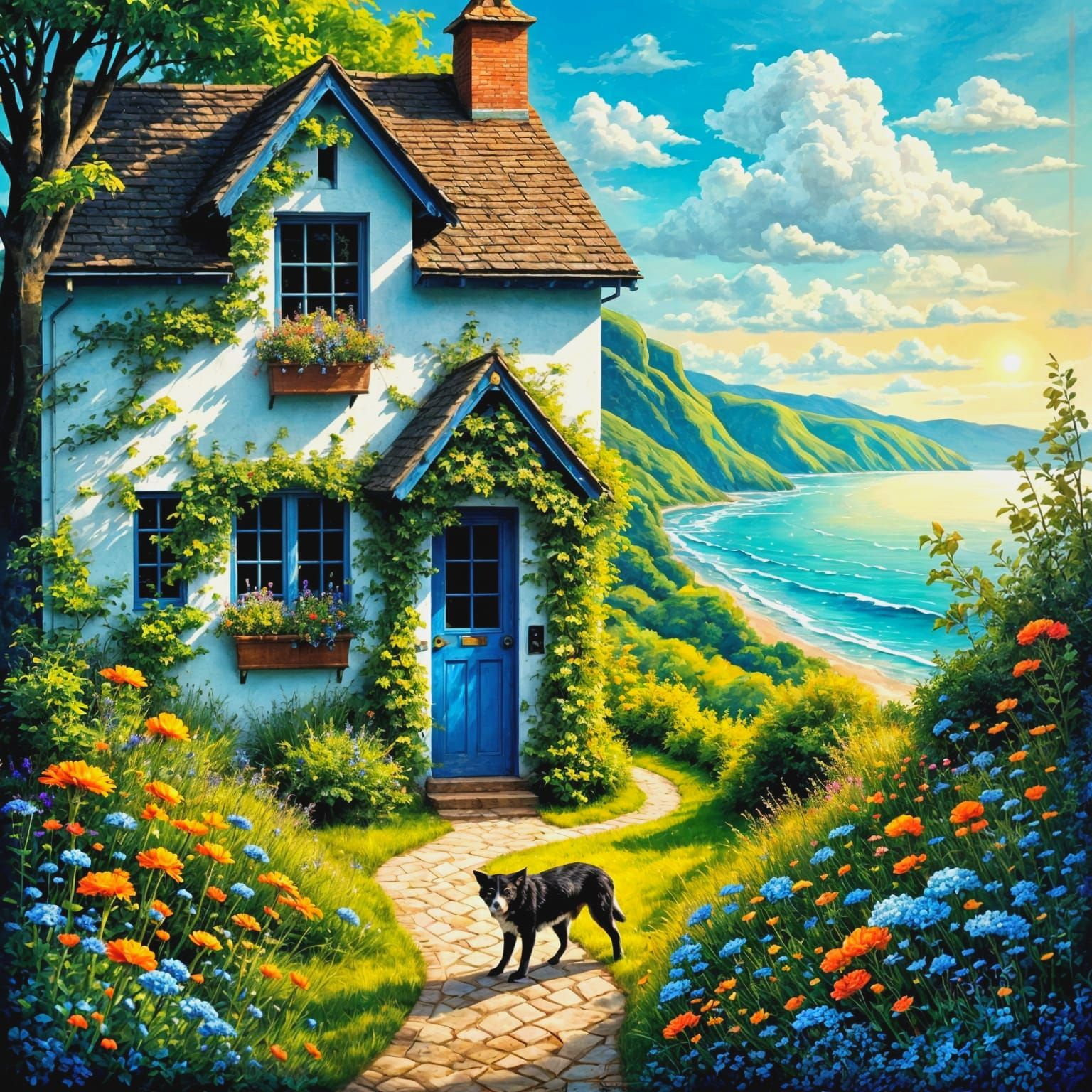 Whimsical Whitewashed Cottage on Breathtaking White Cliffs