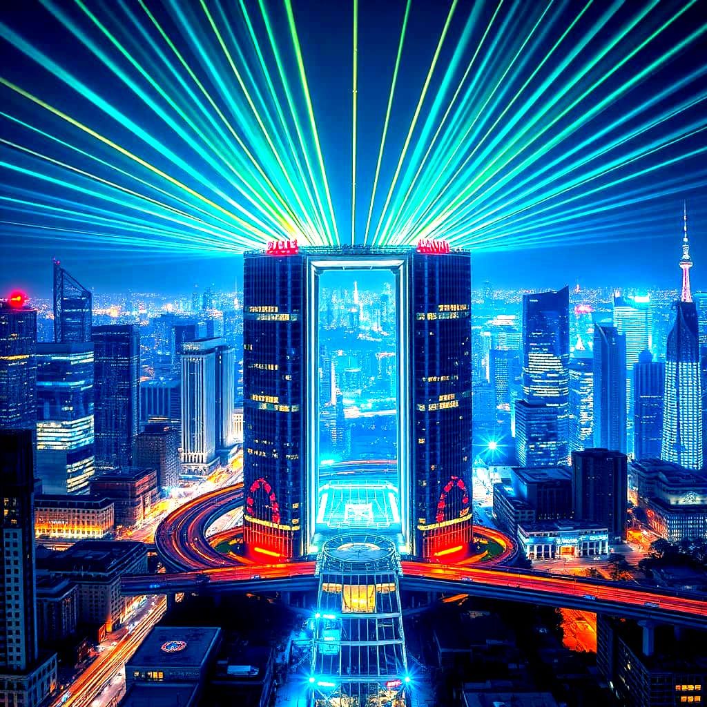 Cyberpunk Megastructure with Blazing Lasers