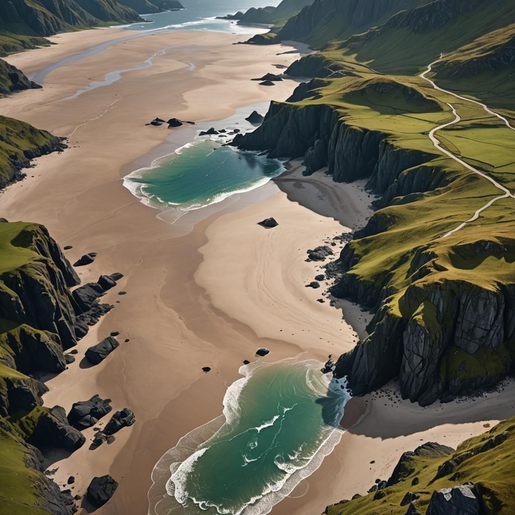 Scottish Highlands Beach in Detailed Matte Painting