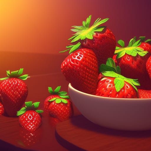 Fantastical Detailed Matte Painting of Strawberries