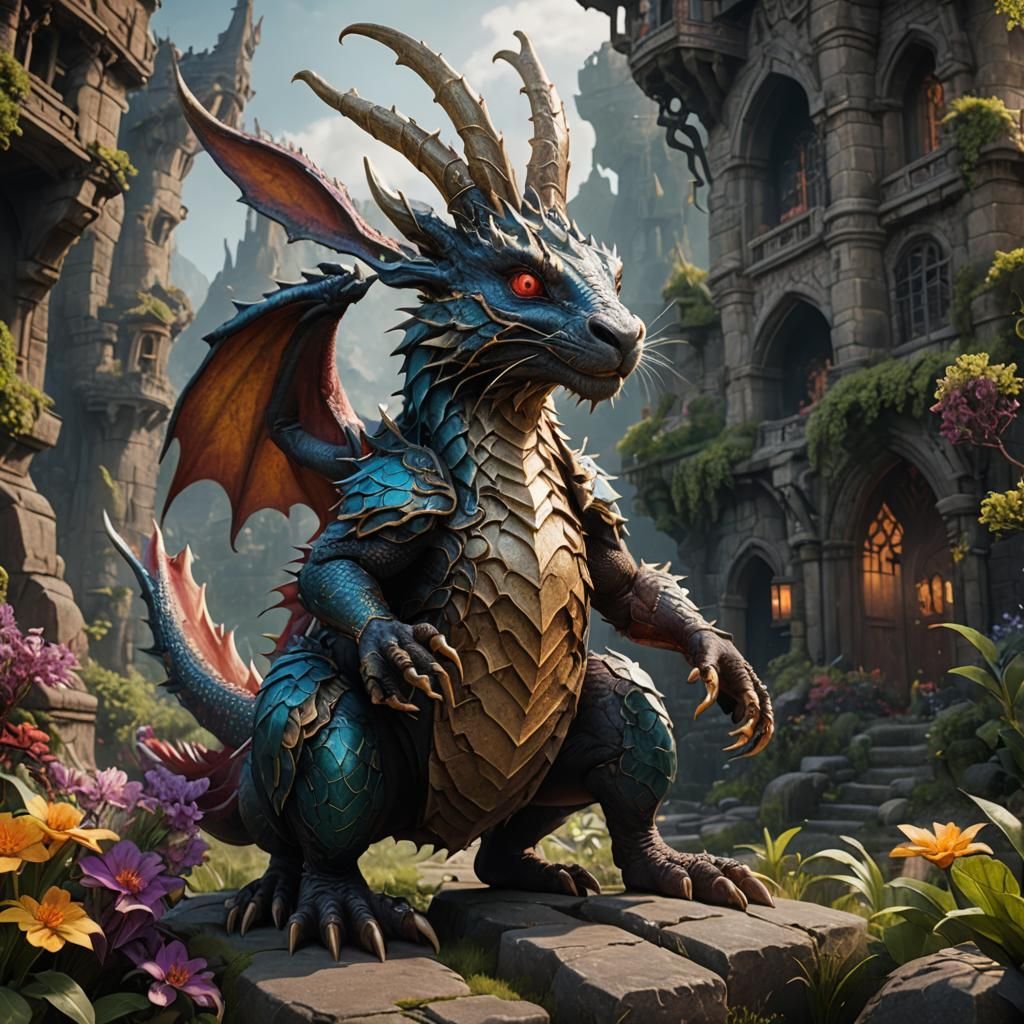 Fantastical Dragon Rabbit Matte Painting