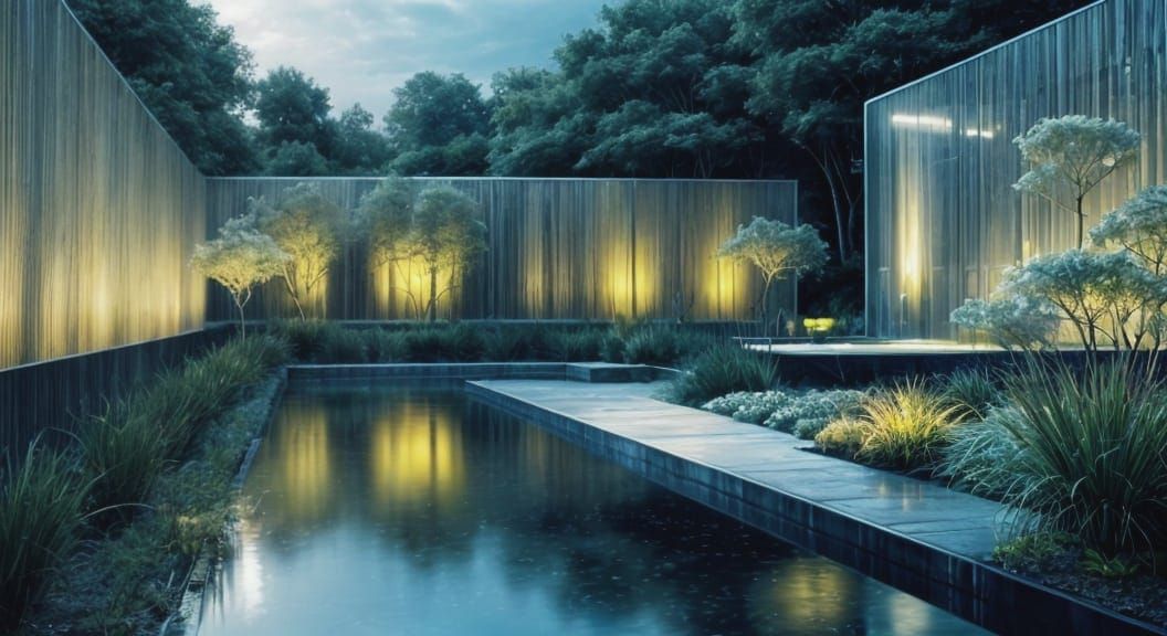 Serene Futuristic Sanctuary of Light and Nature