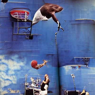 Basketball Player Slam Dunk in Action