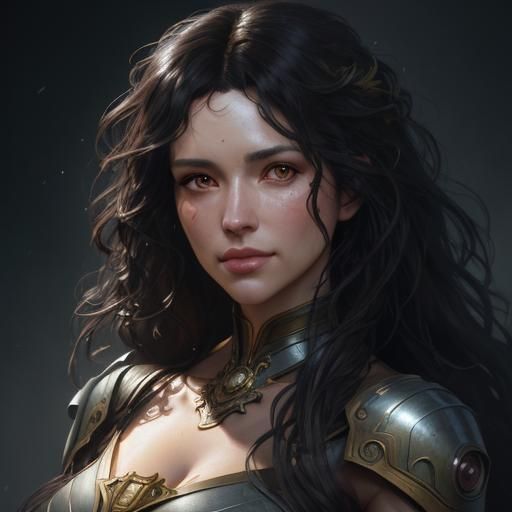 Curious Girl Portrait in Art Nouveau Style