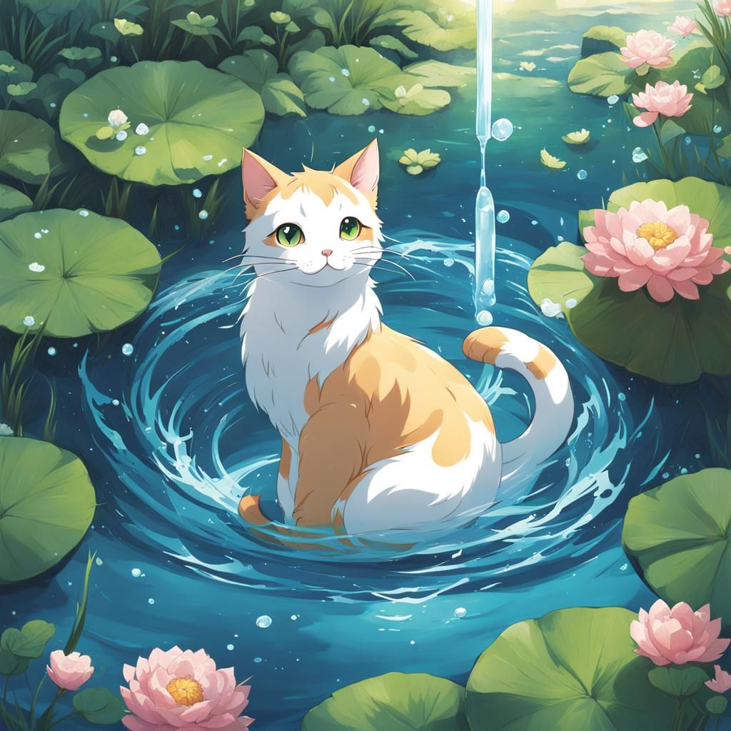 Anime Cat with Water Powers