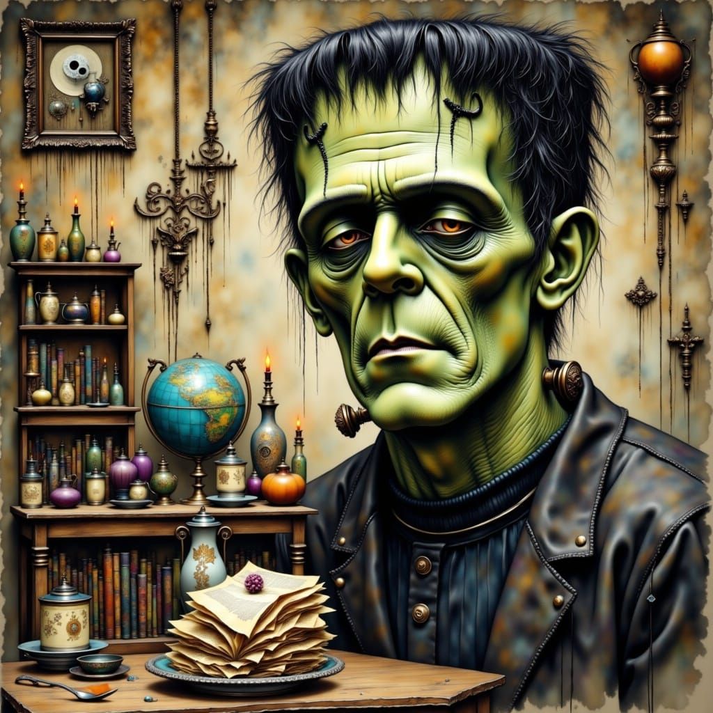Frankenstein Portrait in The Divine Flux Style