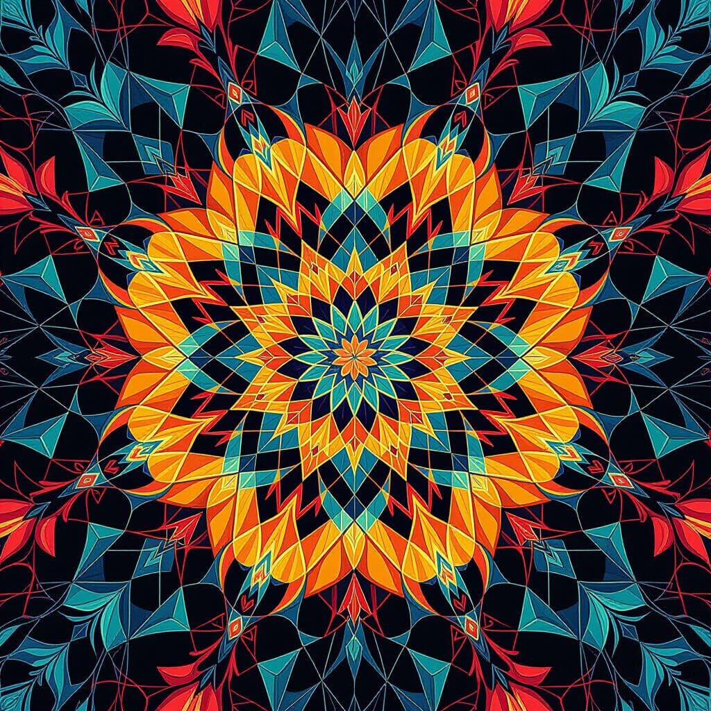 Detailed Kaleidoscope Pattern in Matte Painting Style