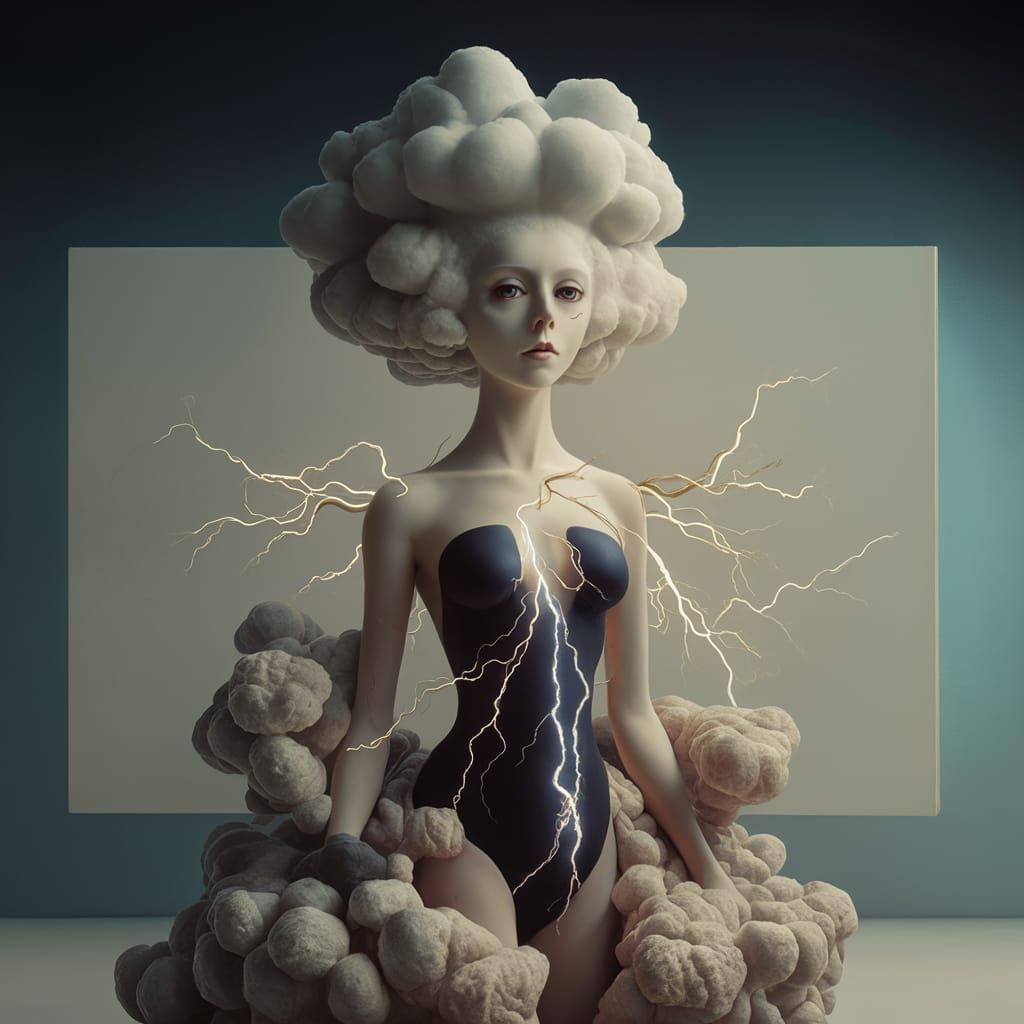 Cloud Person with Lightning, a Digital Matte Painting