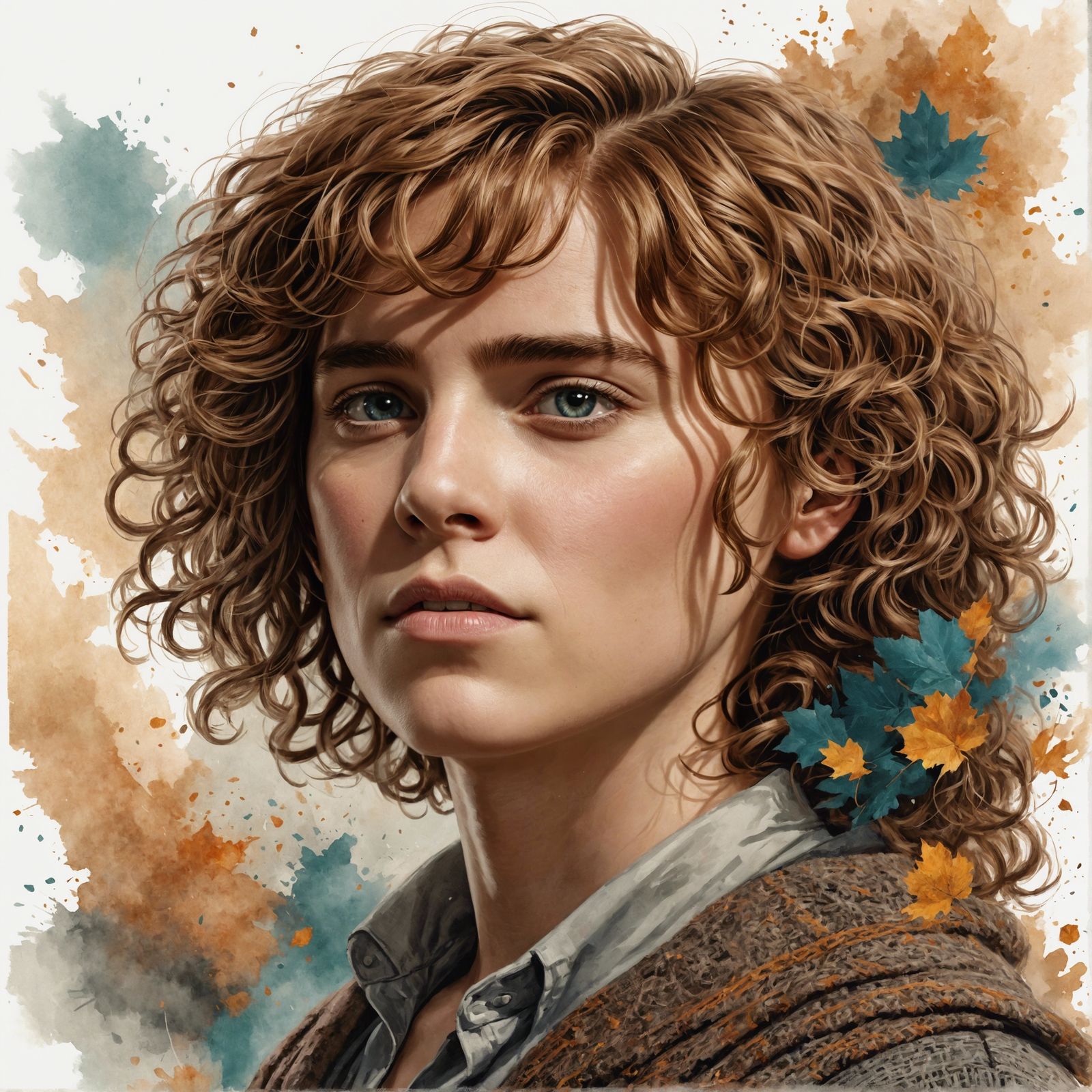 Hermione Granger as a Handsome Man, Watercolor Portrait
