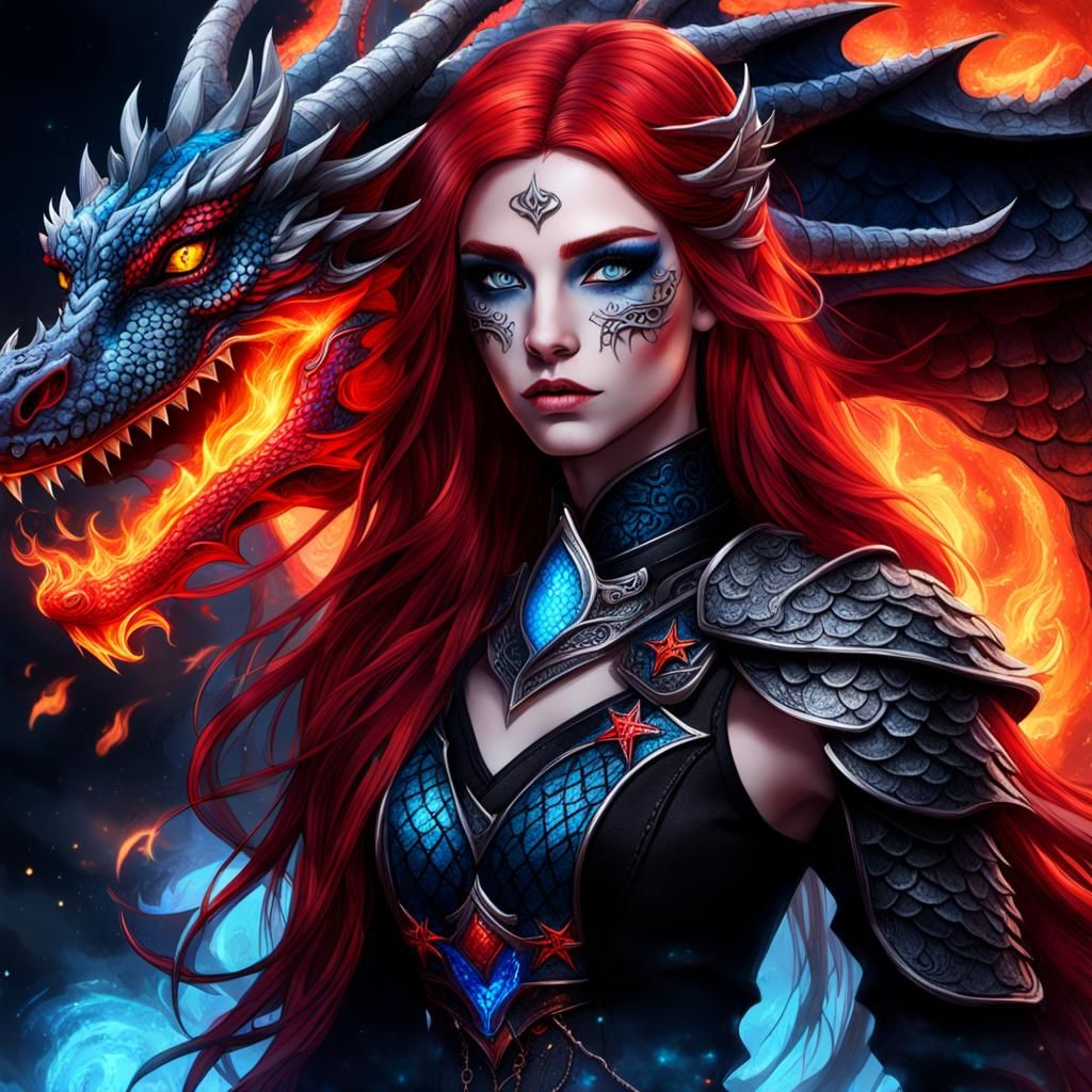 Dragon Transformation: A Fantastical Warrior Portrait