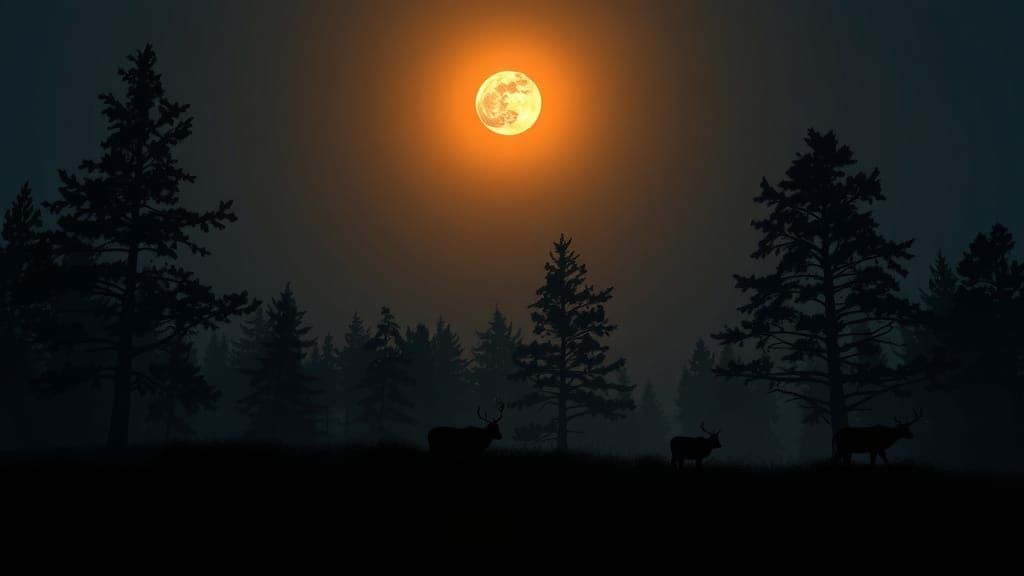 Crepuscular Animals in Forest Moonlight
