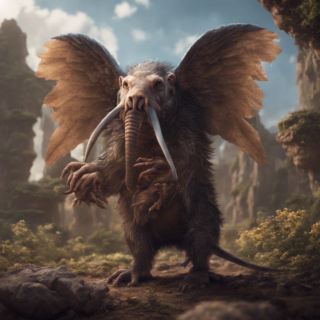 Mole Rat Elephant Falcon Hybrid with Wings