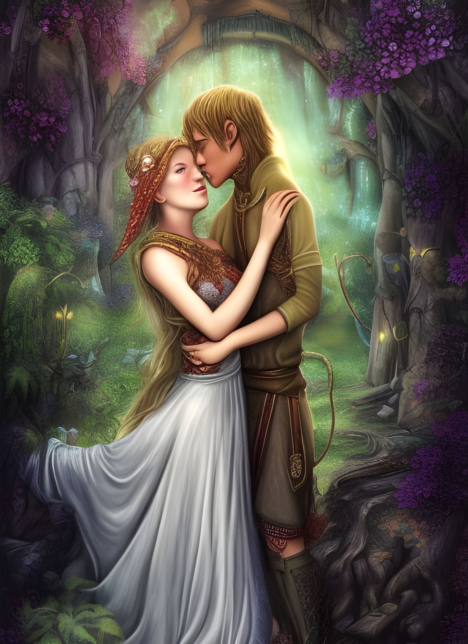 Elven Love Between Elements: Ultra HD Illustration