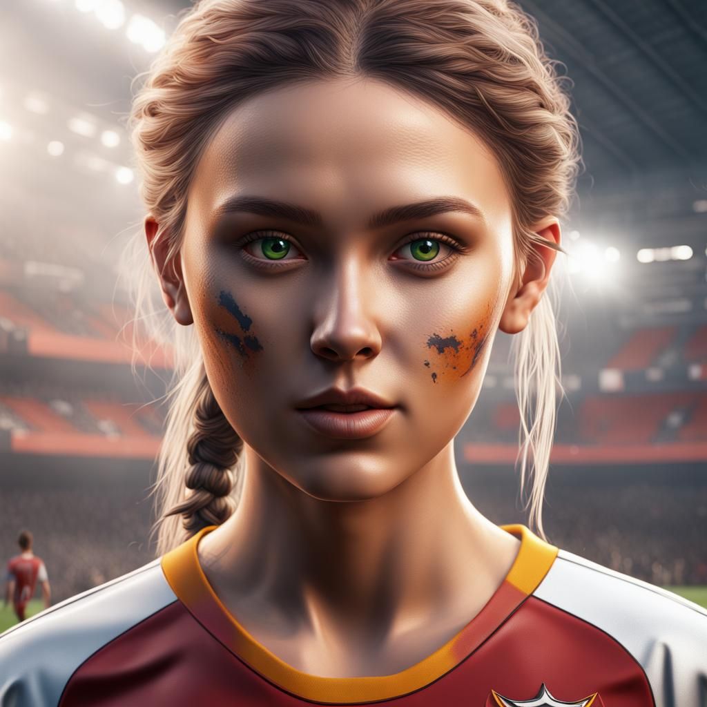 Realistic Girl Soccer Player Number 23: Digital Art