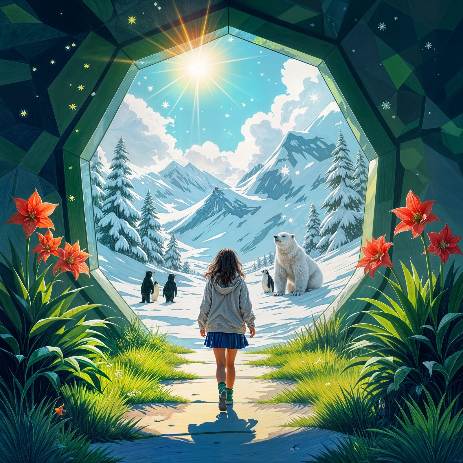 Hexagonal Portal: Summer to Winter Transition