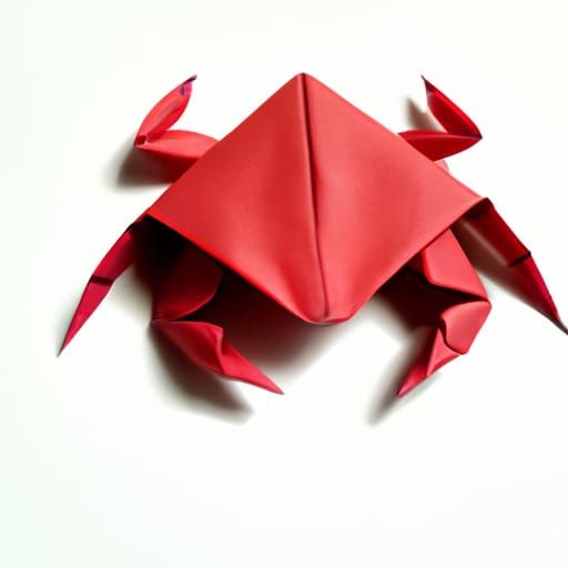 Striking Red Origami Crab Illustration