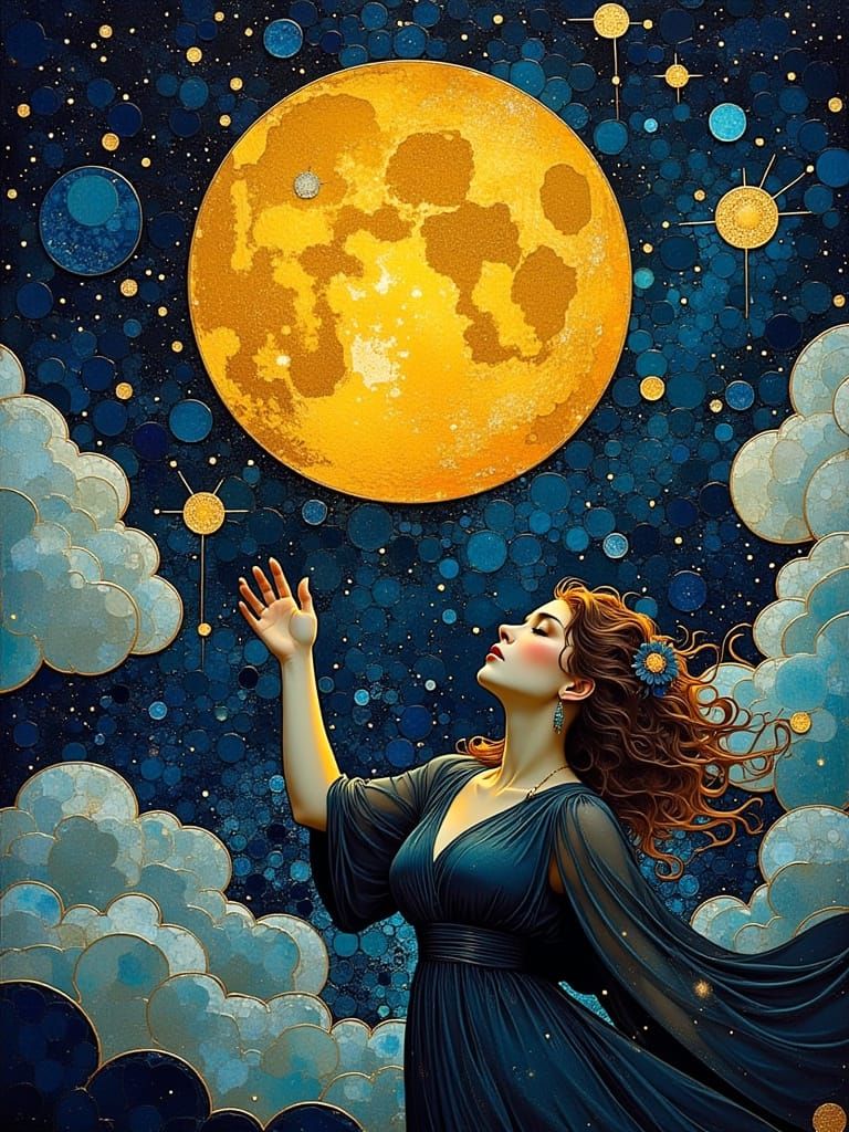 Starry Night Dancer in Art Nouveau Style