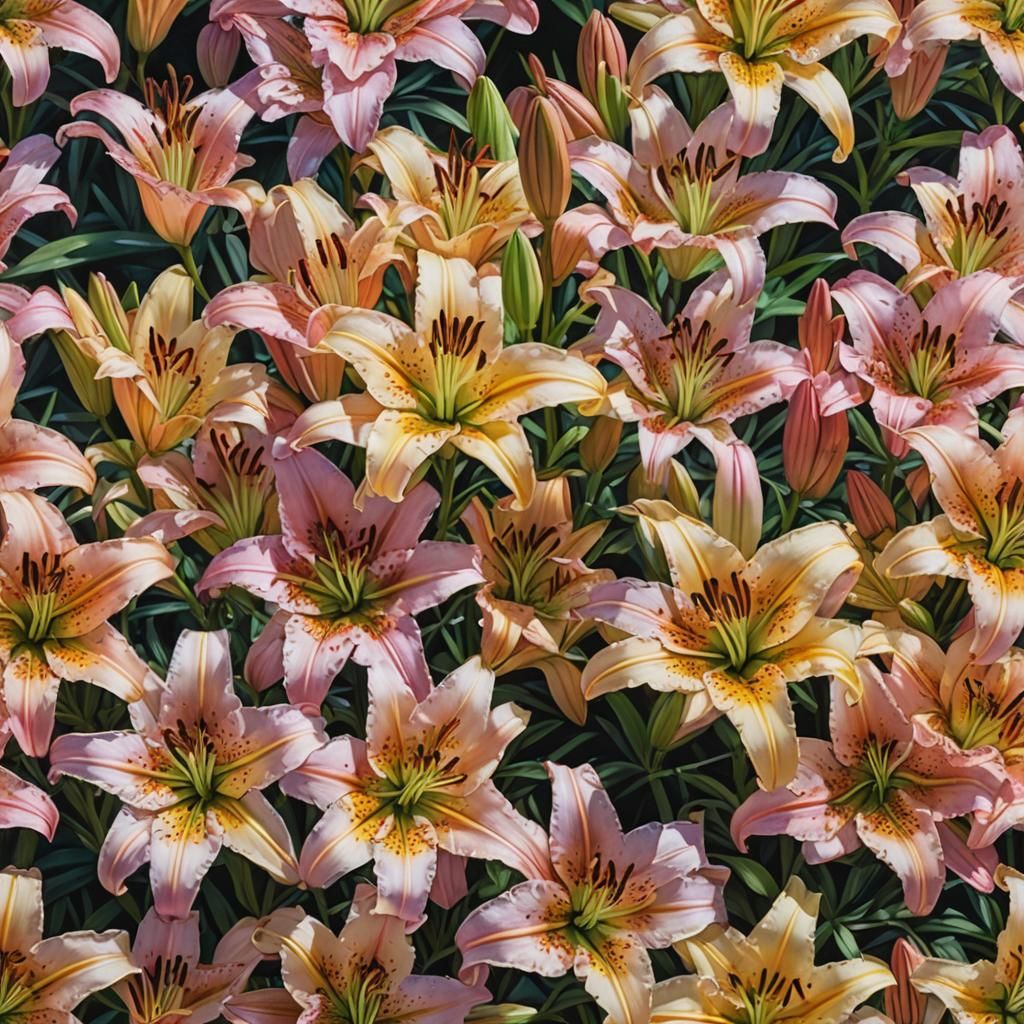 Hyperdetailed Asiatic Lilies in Photorealistic Oil Painting