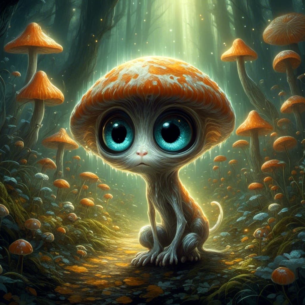 Mushroom Creature with Enormous Eyes