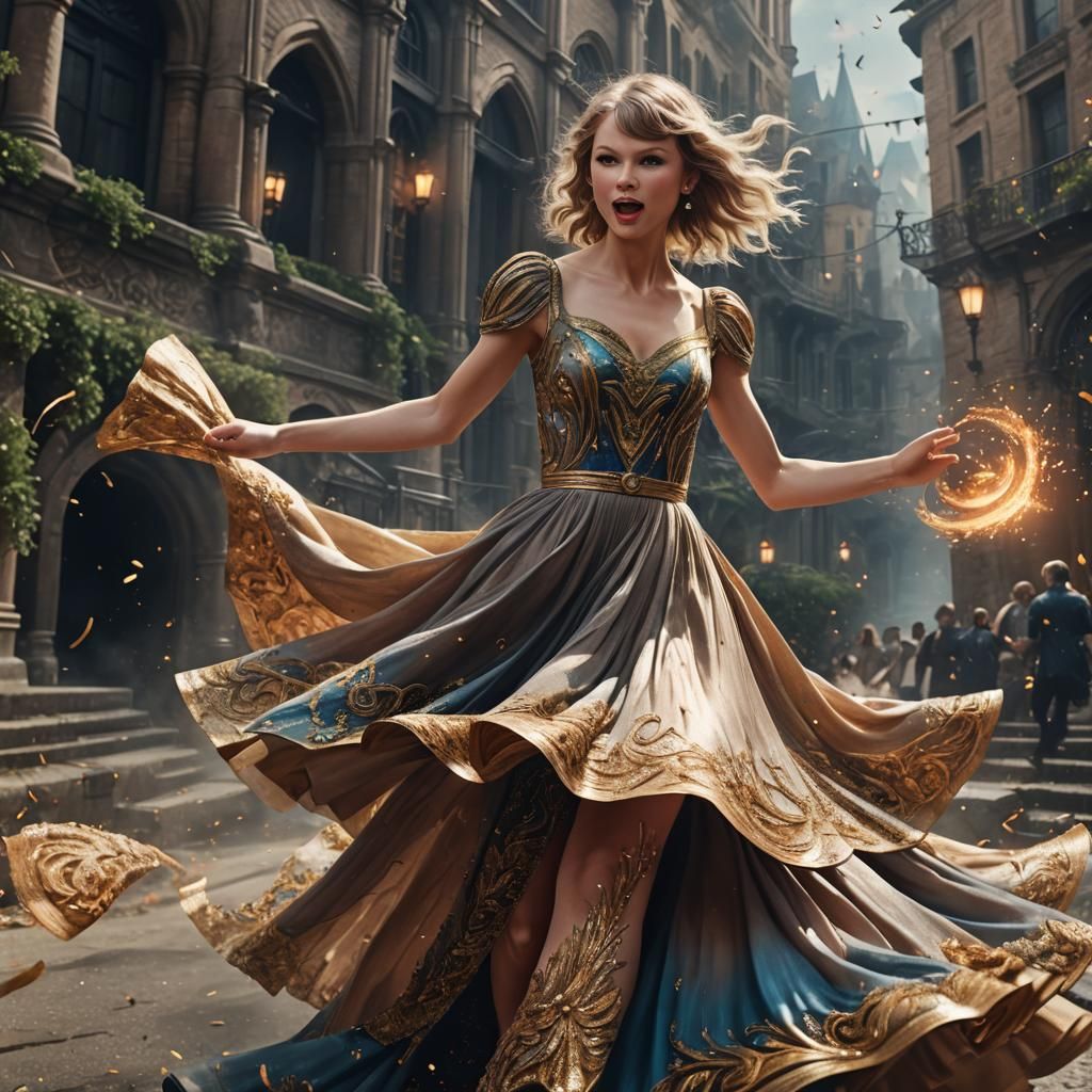 Taylor Swift Spins: Detailed Fantasy Art