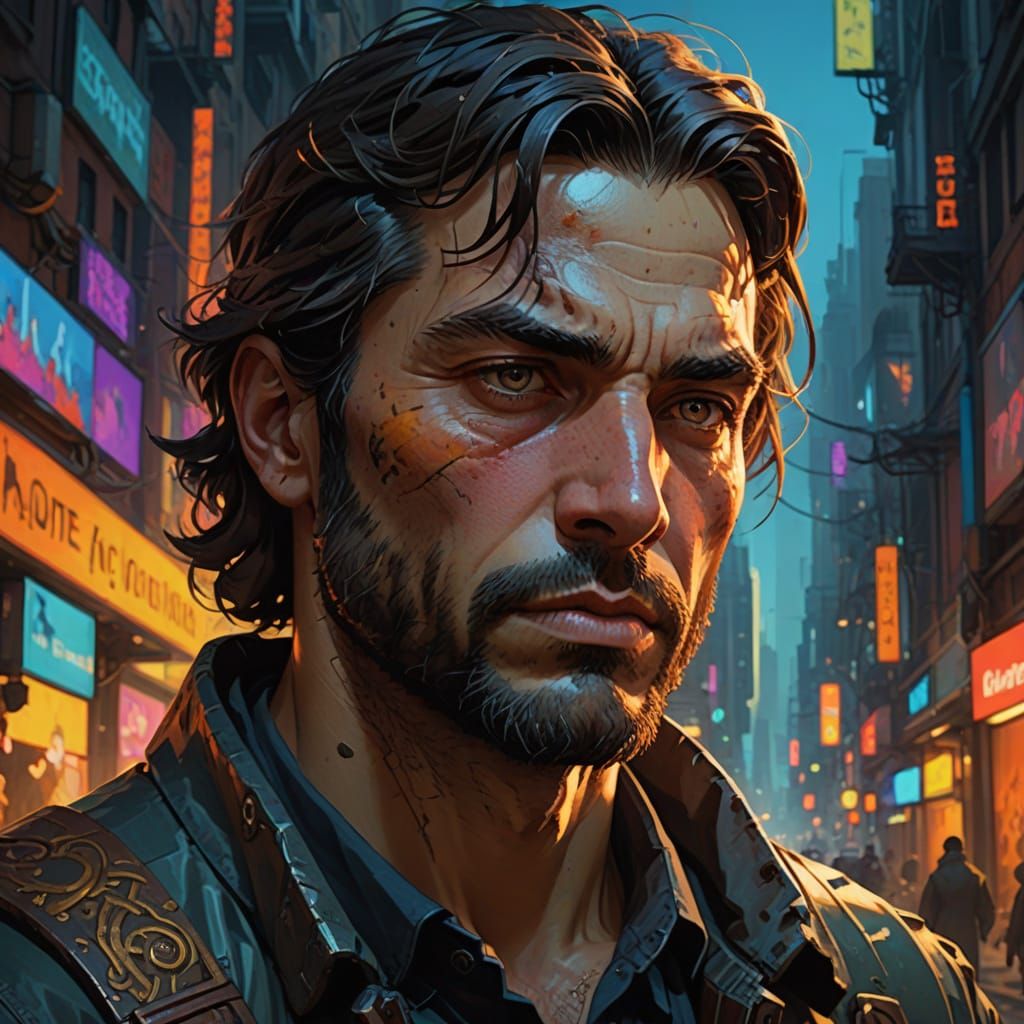 Hyperrealistic Portrait of a Mysterious Figure in Vibrant Co...