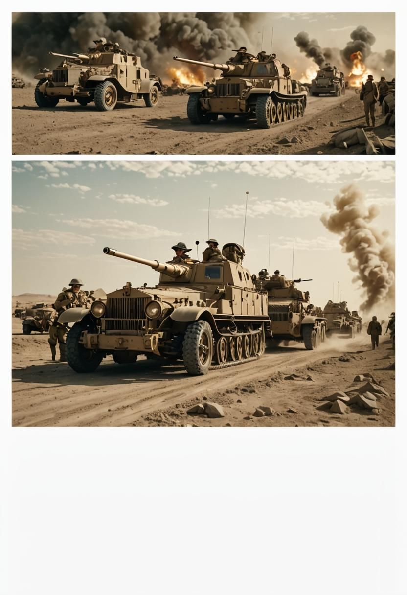 Cinematic Armored Convoy in Desert Landscape