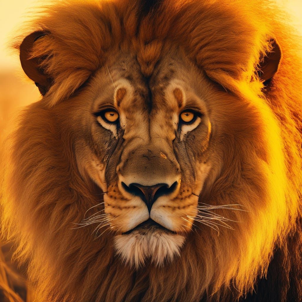 A Majestic Lion in Warm, Golden Light