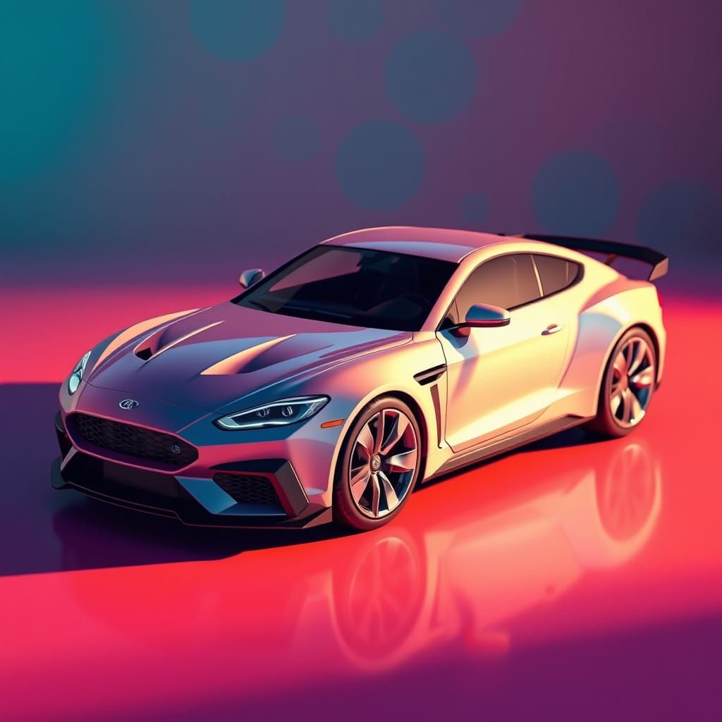 Hyperrealistic Car in Futuristic Landscape with Cinematic Li...