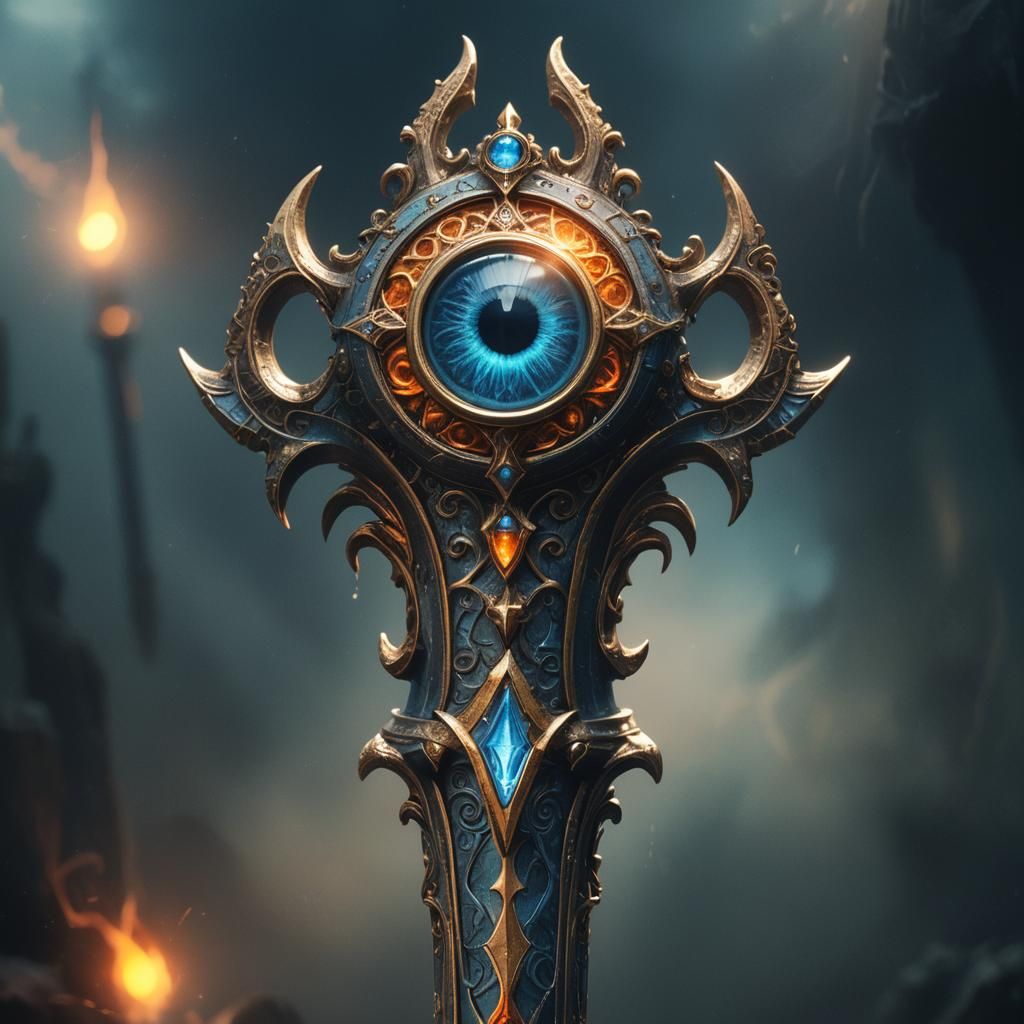 Glowing Eye Scepter: Fantasy Concept Art