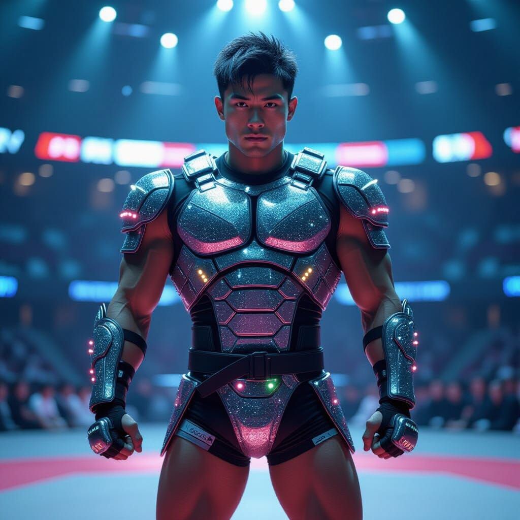 Futuristic Judoka in Sequined Space Armor