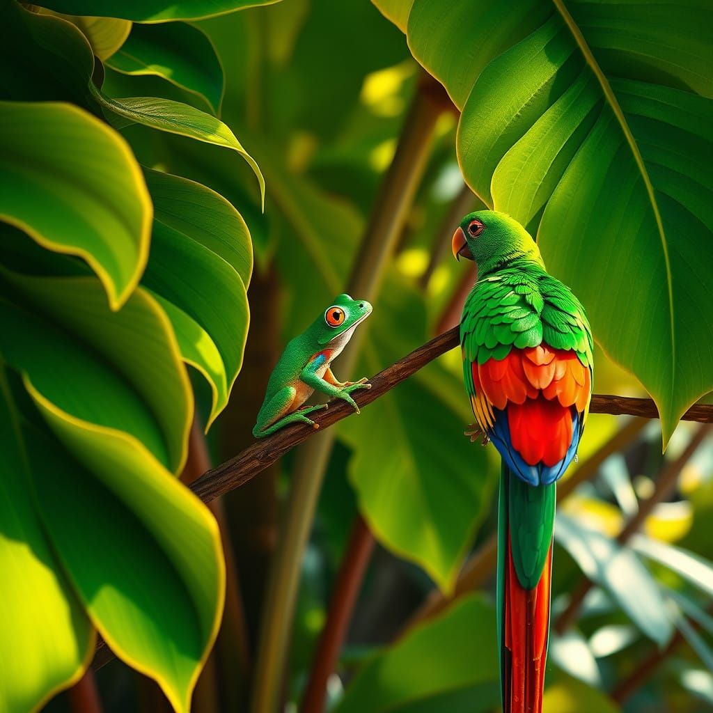 Tropical Paradise Tree Frog Amidst Lush Canopy